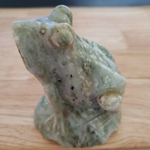 Vintage Carve Stone Frog Figurine Light Geen 4&quot; Tall China - £18.37 GBP