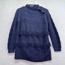 Mayoral Womens Cardigan Sweater Size 14 Navy Blue Fringe Multi Stitch De... - £15.78 GBP