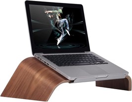 [Walnut] Wood Notebook Stand, Laptop Holder for Apple MacBook Air Pro, Dell XPS, - £79.39 GBP