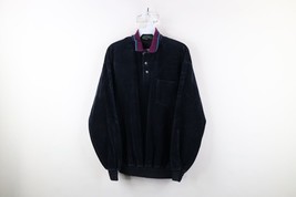 Vintage 90s Streetwear Mens XL Faded Velour Collared Pullover Sweater Bl... - $59.35