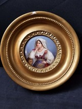 Berlin Porcelain Plaque Gypsy Portrait in Gilt Wood frame 19th century - £214.15 GBP