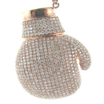 3.52ct Fancy Pink Diamonds Boxing Pendant Necklace 18K Rose Gold 14G Glove - $7,733.20