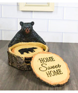 Western Rustic Forest Black Bear Hugging Tree Ring Coasters And Holder Set - $47.85 CAD