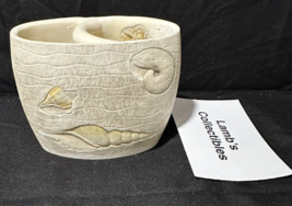 Ceramic Toothbrush holder imprinted with seashells 5&quot; long 4&quot; tall oval ... - £22.84 GBP