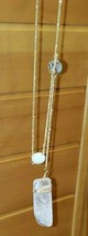 New York & Company Crystal And Bead Pendant Lariat Gold Tone Necklace Jewelry - £23.73 GBP