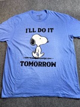 Peanuts Shirt Men&#39;s Snoopy Adult 2XL Blue Graphic  I&#39;ll Do It Tomorrow C... - £9.31 GBP