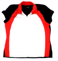 Izod Cool FX Women&#39;s 1/4 Zip Polo Shirt XL White Black Red Colorblock - $14.85