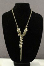 Modern Costume Jewelry ANN TAYLOR Loft Brass Bead &amp; Rhinestone Necklace 24&quot; Long - £14.05 GBP
