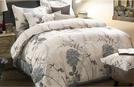 Wake In Cloud - Floral Comforter Set, Botanical Flowers Pattern, 3pcs, King Size - £65.53 GBP