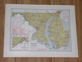 1943 Vintage Wwii Map Of Maryland Delaware / Massachusetts Rhode Island - $26.53