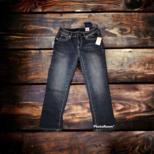 Apt 9 Jeans Womens Size 0 Capri Blue Embellished Mid rise Straight Jewel... - $22.76