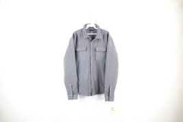 New w Defects Spyder Mens Medium Spell Out Transit Full Button Shirt Jacket Gray - £48.06 GBP