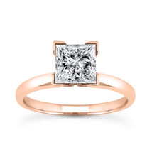 Rose Gold Diamond Wedding Ring Princess Shape G SI1 Treated Solid 14K 0.99 Carat - £1,219.34 GBP