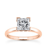 Rose Gold Diamond Wedding Ring Princess Shape G SI1 Treated Solid 14K 0.... - €1.416,40 EUR