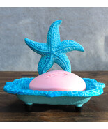 Cast Iron Marine Ocean Coastal Rustic Blue Starfish Sea Star Soap Dish F... - $30.13 CAD