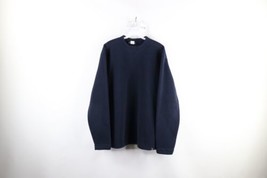 Vtg 90s Streetwear Mens Large Faded Blank Fleece Crewneck Sweatshirt Blue USA - $49.45