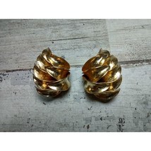 Vintage Hobe&#39; Gold Tone Etched Angel Wing Climber Leaves Clip On Earrings - £15.11 GBP