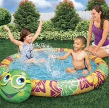 Banzai Beach Buddy TURTLE Pool With Built In Sprinkler - 60&quot; Diameter NEW - £11.94 GBP