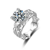 Crystal &amp; Silver-Plated Ornate Oval-Cut Prong-Set Ring - £10.34 GBP