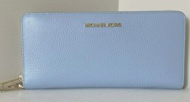 Michael Kors Continental Wallet Wristlet Pale Blue Leather 35T7GTVE7L NWT Retail - £65.22 GBP
