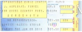 Vintage Aerosmith Ticket Stub Janvier 9 1990 Springfield Massachusetts - £32.47 GBP