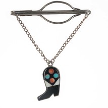 c1950&#39;s Zuni Sterling Channel inlay boot form tie bar - £145.04 GBP