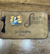 Vintage Snapshot Album Yellowstone National Park Lower Falls Leather Cover - £22.41 GBP