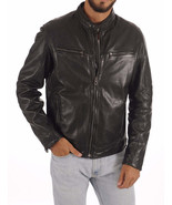Mens Leather Jacket Stylish Genuine Lambskin Motorcycle Bomber Biker Jac... - $161.21 CAD