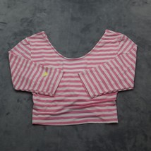 36 Point 5 Shirt Womens L Pink Striped Quarter Sleeve Scoop Neck Cropped... - $19.78