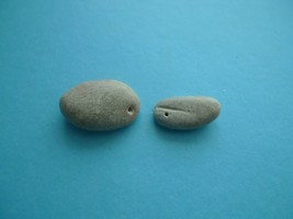 2psc Beach Stone Rock with Hole Baltic Sea Pendant f/ Good Luck Naturall... - $2.45