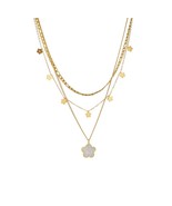 White Shell Multi Layer Flower Stainless Steel Necklace - $41.62 CAD