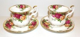 Lovely Pair Of Royal Albert England Old Country Roses Demitasse Cups &amp; Saucers - £40.59 GBP