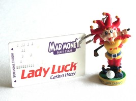 Lady Luck Casino Hotel Yellow Red Jester Golf Key Chain Mad Money Slot C... - $11.95