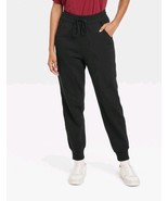 Women&#39;s Medium High-Rise Fleece Jogger Pants - Universal Thread Black - $19.13 CAD