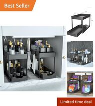 Elegant Black Sliding Drawer Baskets - 2 Pack Under Sink Storage Organizers - $74.20
