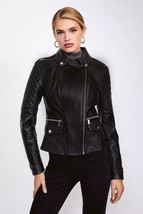 New Womens Leather Jacket Black Pure Lambskin Handmade Stylish Biker Moto Casual - £85.75 GBP+