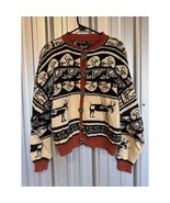Felizzi Womens Vintage Reindeer Cotton Button Front Cardigan Sweater Siz... - $930.30 MXN