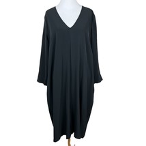 Universal Standard M Dress 18/20 Black Midi 3/4 Sleeve V-Neck Shift Jers... - £51.87 GBP