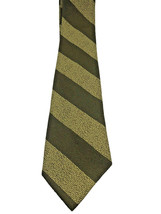 Vtg 70s Textured Tie Green Striped Dacron Polyester Superba Dark Academia - £37.24 GBP