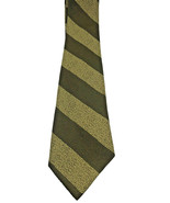 Vtg 70s Textured Tie Green Striped Dacron Polyester Superba Dark Academia - £36.81 GBP