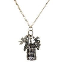 Bird Cage Charm Necklace Cute Boho Charms Birdcage Pewter Fashioni Jewelry New - £6.30 GBP