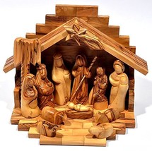 Small Crib + Nativity Set Made in Olivewood From Bethlehem - £115.04 GBP