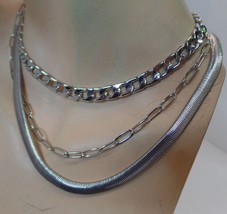 Cynthia Rowley Multi Strand Layered Silvertone Necklace NEW in Gift Box Adj 16&quot; - £19.83 GBP