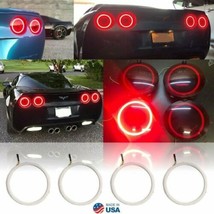 06-13 Chevy C6 Corvette LED HD Red Rear Tail Light Lamp 140mm Halo Ring Set of 4 - £204.59 GBP