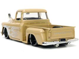 1955 Chevrolet Stepside Pickup Truck Tan with White and Silver Flames wi... - $52.79