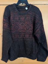 Vintage 100% Wool Sweater Mens Large Geometric Abstract Gray Purple Pull... - $43.35