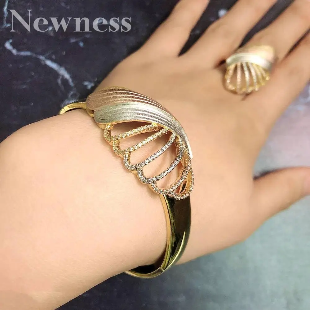 Primary image for Newness Luxury DUBAI Bangle Ring Set Nigerian Birdal Jewelry Sets Cubic Zirconia