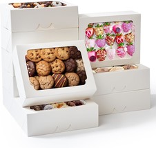 Cookie Boxes 8 Inch Pop up Bakery Treat Boxes with Window Dessert Pastry Box Whi - £39.93 GBP