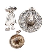 TWO (2) STERLING SILVER SOMBRERO MEXICAN HATS &amp; ONE MEXICAN MAN BROOCH - $189.79 CAD