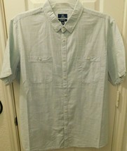 George Men&#39;s Short Sleeve Button Front Shirt Size 3XL 54-56 Texture Woven Green - £12.83 GBP